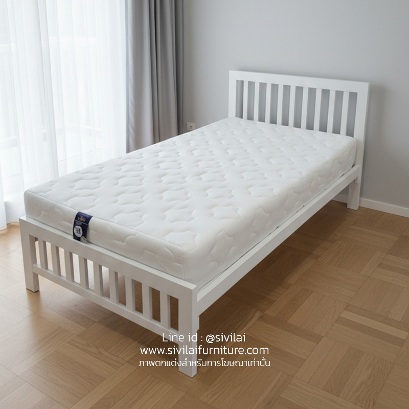 เตียงเหล็ก 3.5 ฟุตสีขาว