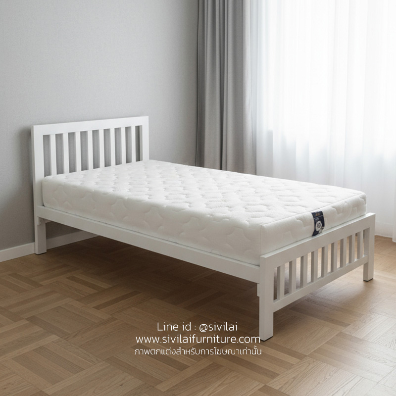 เตียงเหล็กหนา 3.5 ฟุตขาว แข็งแรงมาก