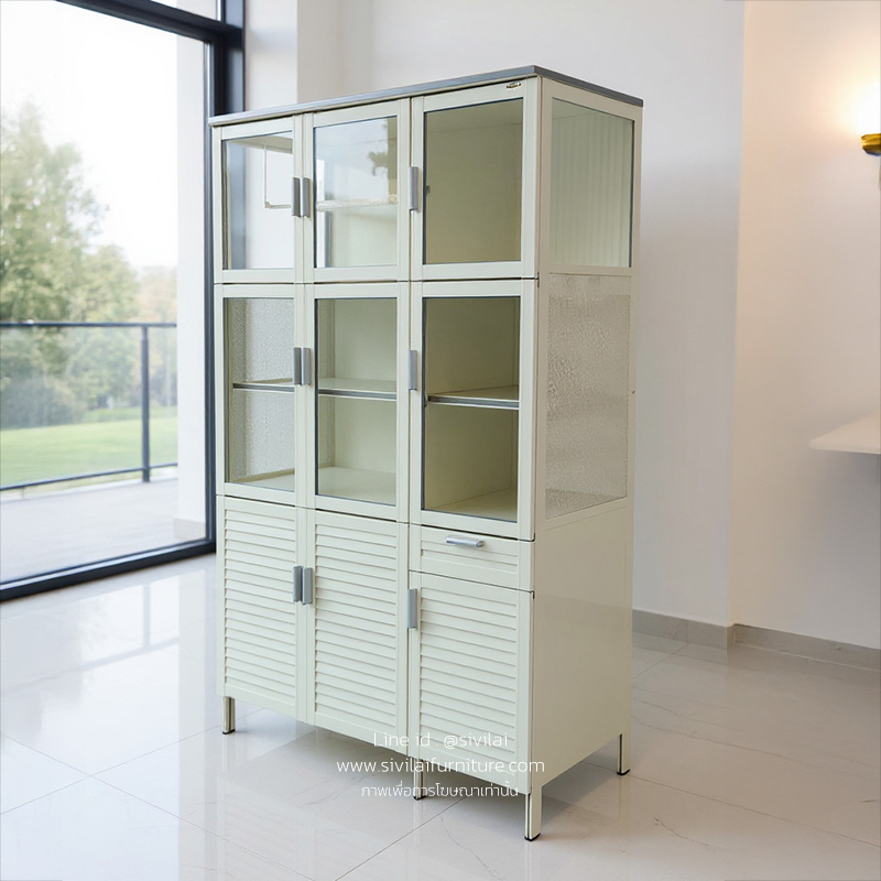 ตู้เก็บของในครัว สีขาวมุก